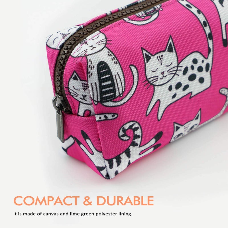 LParkin Pink Cat Pencil Case Makeup Bag Cat Lover Gift Crazy Cat Lady Toiletry Case Pouch Gifts for Teens Cosmetic Bag Kawaii Box Stationary Gadget Bag - Image 5